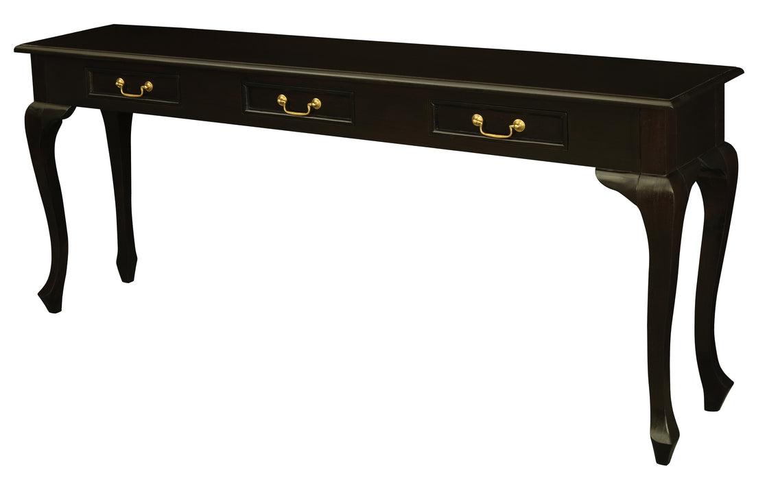 Queen Anne 3 Drawer Sofa Table (Chocolate)