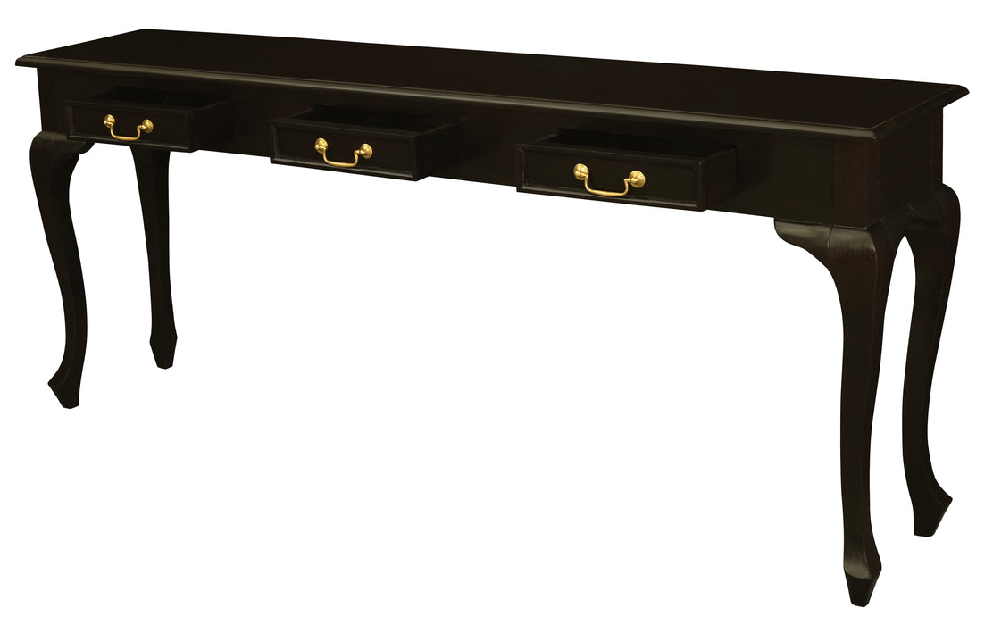 Queen Anne 3 Drawer Sofa Table (Chocolate)