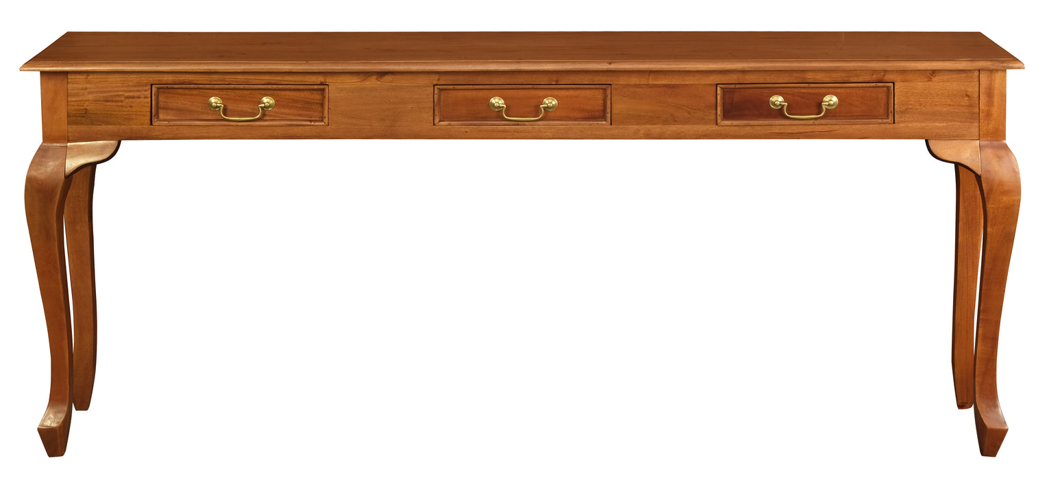 Queen Anne 3 Drawer Sofa Table (Light Pecan)