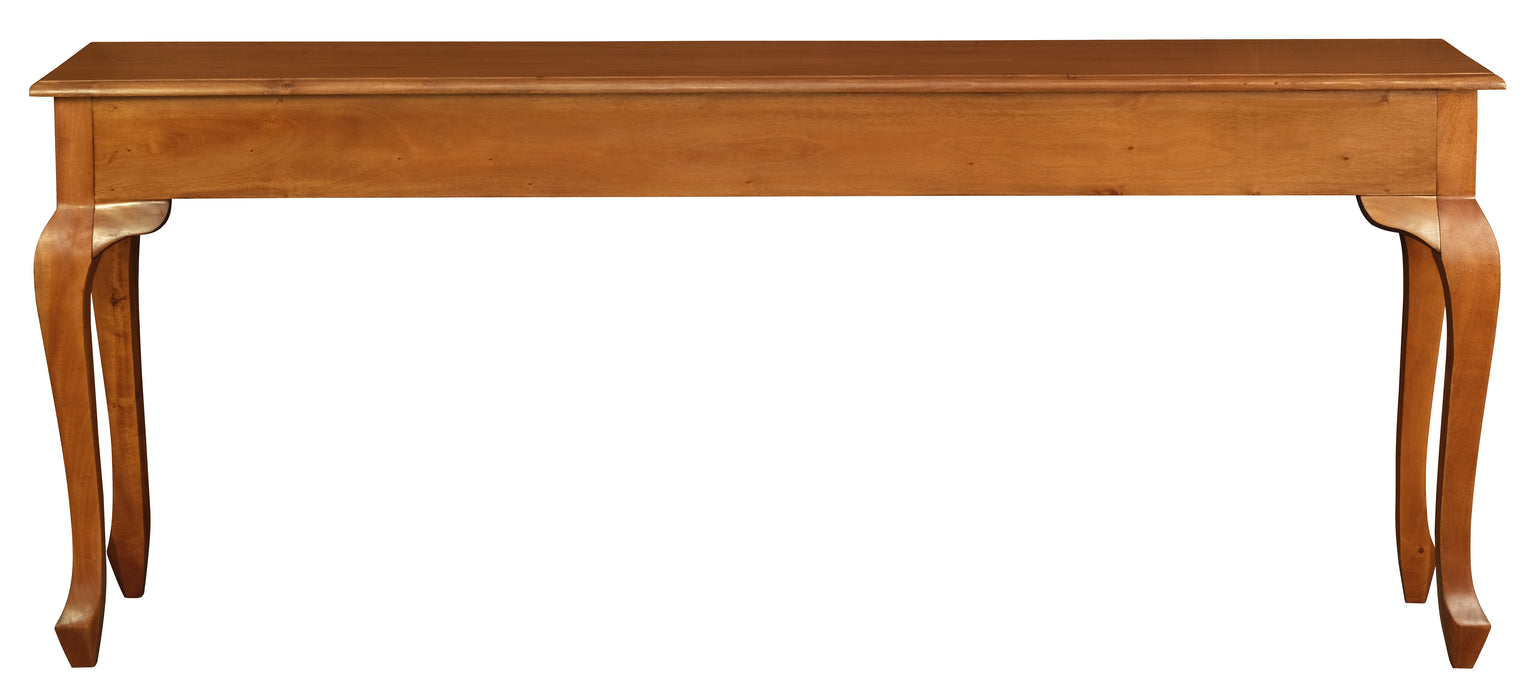 Queen Anne 3 Drawer Sofa Table (Light Pecan)
