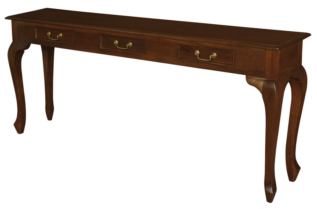 Queen Anne 3 Drawer Sofa Table (Mahogany)