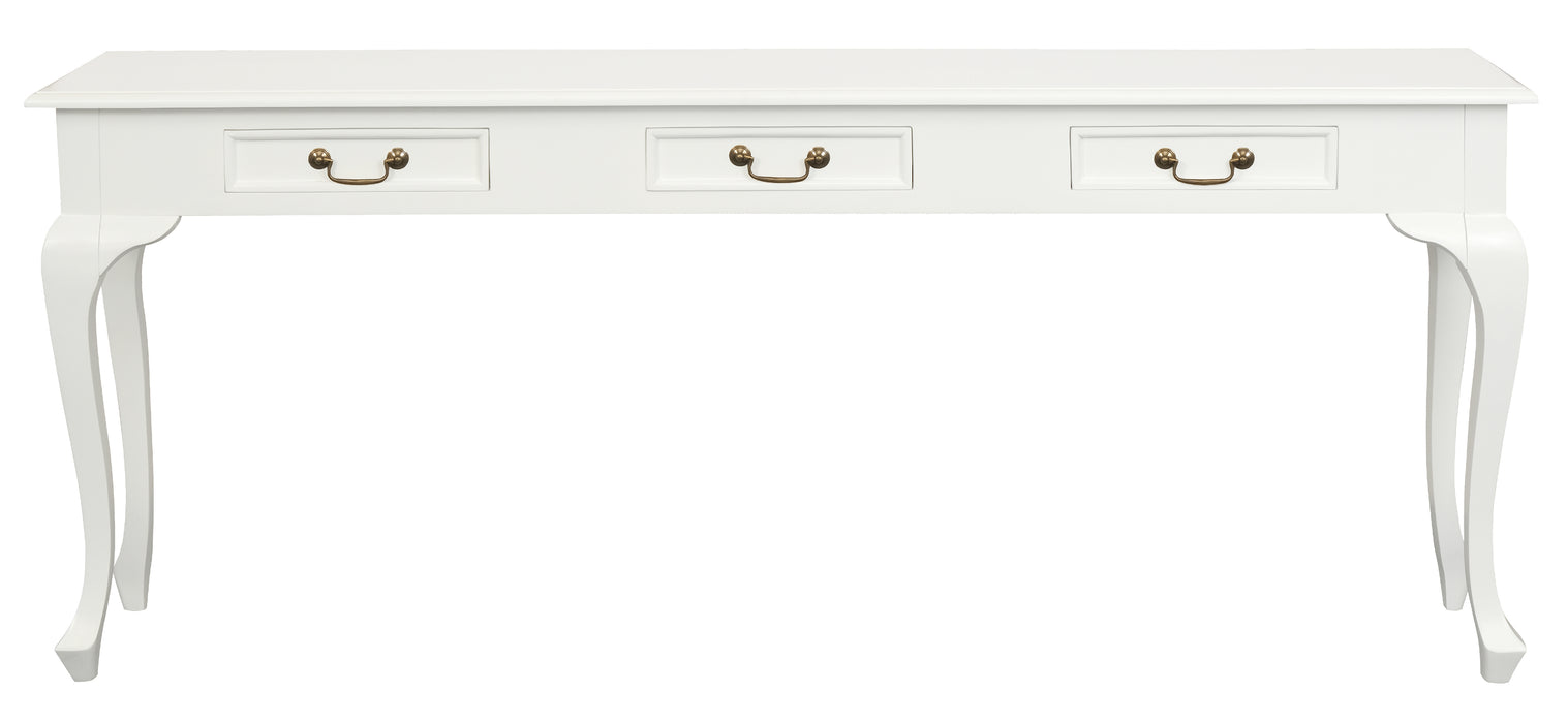 Queen Anne 3 Drawer Sofa Table (White)