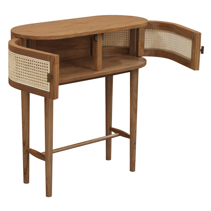 Kelly 2 Door Console Table (Almond) - Rattan