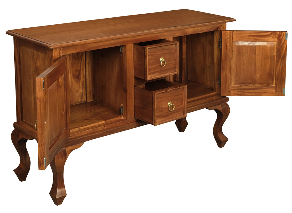 Queen Anne 2 Door 2 Drawer Sofa Table (Light Pecan)