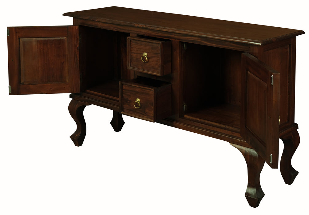 Queen Anne 2 Door 2 Drawer Sofa Table (Mahogany)