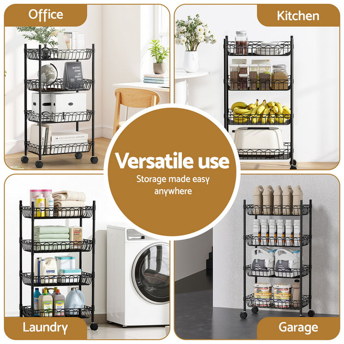 Artiss 4-Tier Shelving Unit Adjustable Garage Storage Kitchen Rack With Wheels