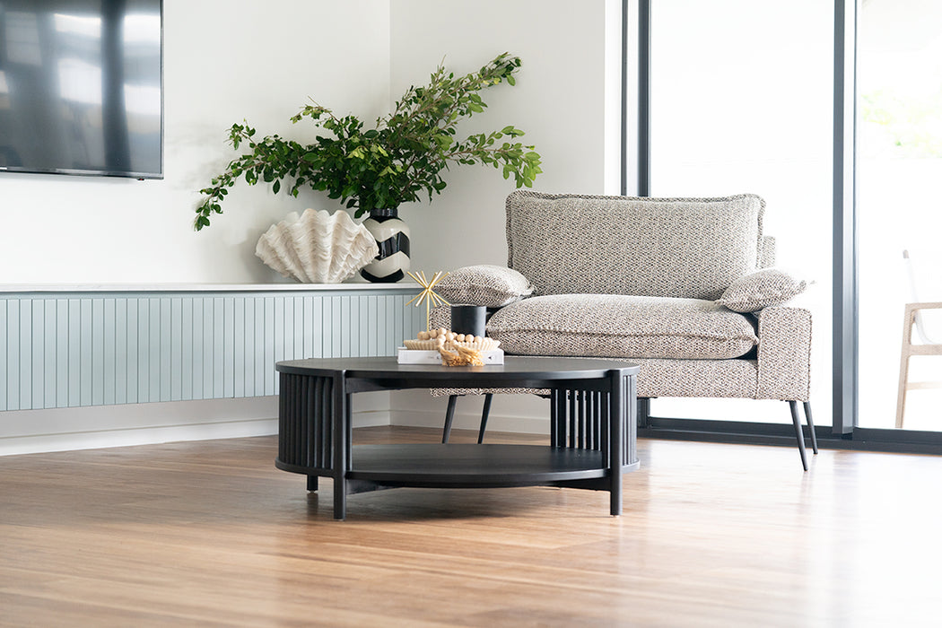 Sadie Round Coffee Table - Black - 100cm - Black 100cm