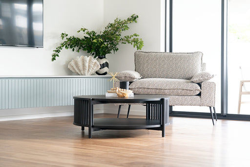 Sadie Round Coffee Table - Black - 100cm - Black 100cm