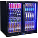 Schmick Black Quiet Running Front Venting Under Bench Heated Glass 2 Door Bar Fridge (Model: SK245-B-HD)