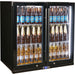 Schmick Black Quiet Running Front Venting Under Bench Heated Glass 2 Door Bar Fridge (Model: SK245-B-HD)