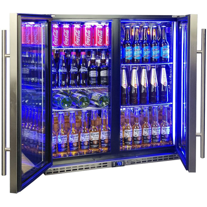 Schmick Quiet Running Front Venting Under Bench Triple Glazed Glass 2 Door Bar Fridge (Model: SK245-SS)