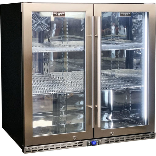 Schmick Quiet Running Front Venting Under Bench Triple Glazed Glass 2 Door Bar Fridge (Model: SK245-SS)