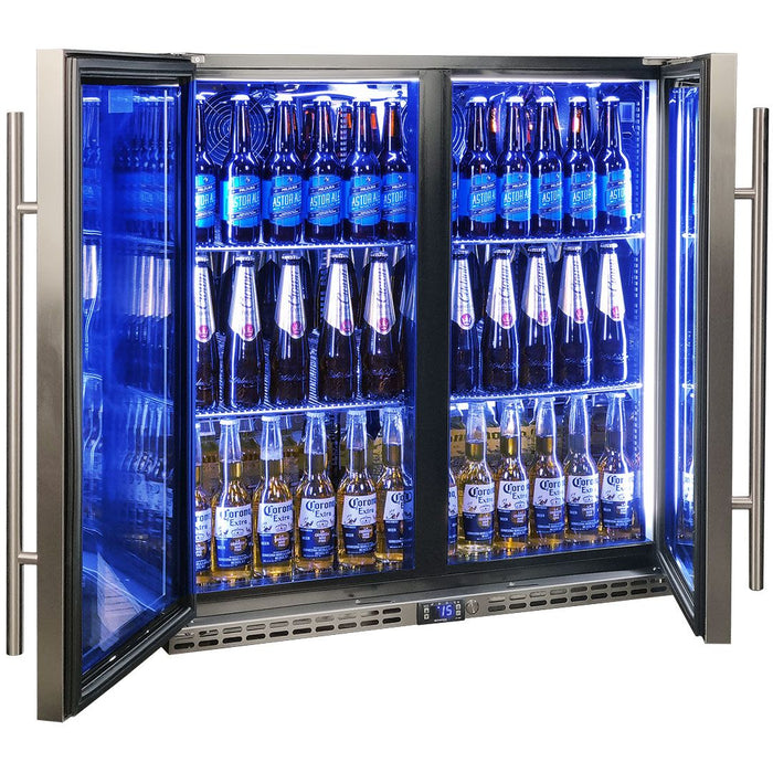 Schmick Quiet Running Front Venting Under Bench Triple Glazed Glass 2 Door Bar Fridge (Model: SK245-SS)