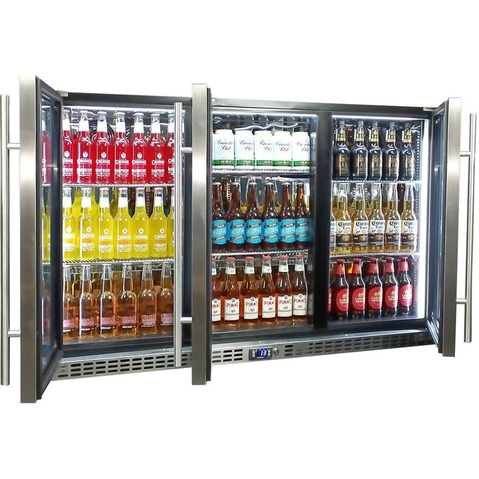 Schmick 3 Door Quiet Running Stainless Steel Glass Door Bar Fridge (Model: SK386-SS)