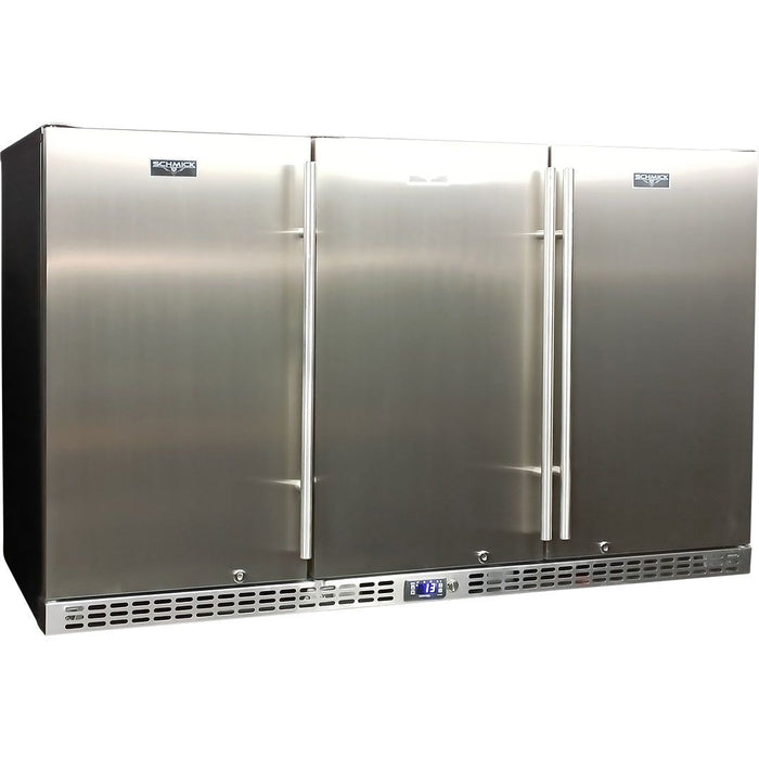 Schmick 3 Door Quiet Running Solid Stainless Steel Door Bar Fridge (Model: SK386-SD)