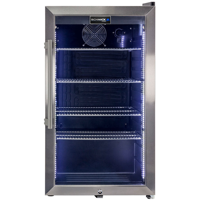 Schmick Outdoor Triple Glazed Alfresco Bar Fridge With Led Strip Lights, Lock And LOW E Glass, Indoor Use Also Perfect! (Model: HUS-SC88-SS)