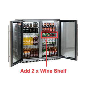 Schmick Stainless Bar Fridge 2 Door With Heated Glass and Triple Glazing (Model: SK190-SS)