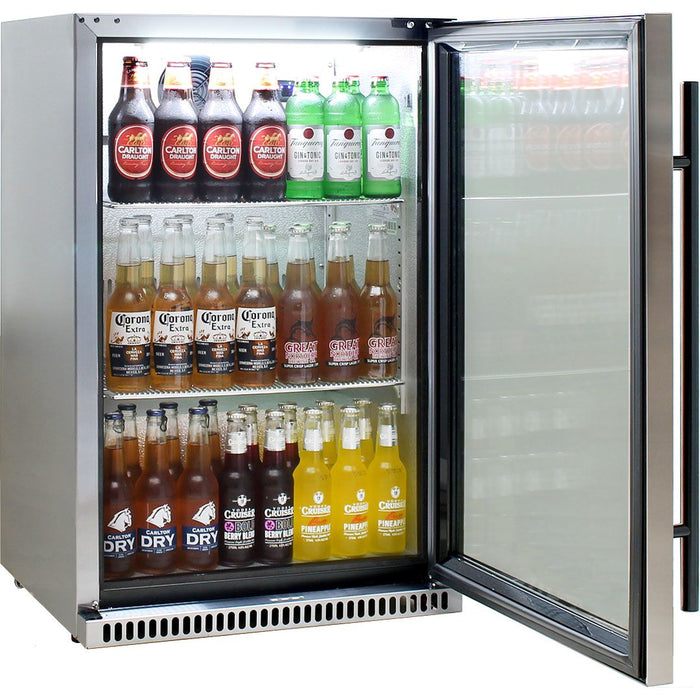 Schmick 304 Stainless Steel Bar Fridge Tropical Rated With Heated Glass and Triple Glazing 1 Door (Model: SK118R-SS)