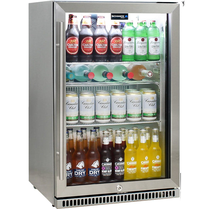 Schmick 304 Stainless Steel Bar Fridge Tropical Rated With Heated Glass and Triple Glazing 1 Door (Model: SK118R-SS)