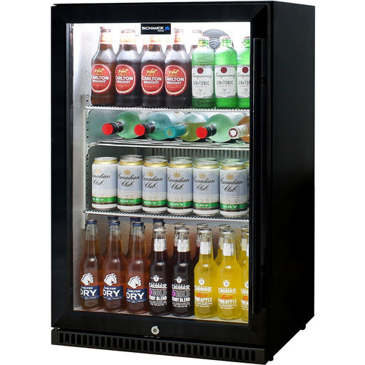 Schmick Black Bar Fridge Tropical Rated With Heated Glass and Triple Glazing 1 Door (Model: SK118L-B)