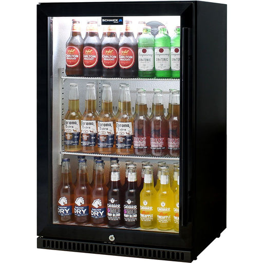 Schmick Black Bar Fridge Tropical Rated With Heated Glass and Triple Glazing 1 Door (Model: SK118L-B)