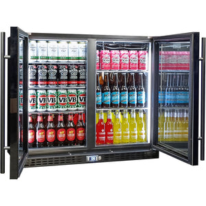 Schmick Twin Door Quiet Running Black Heated Glass Door Bar Fridge (Model: SK206-B-HD)