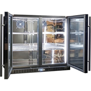 Schmick Twin Door Quiet Running Black Heated Glass Door Bar Fridge (Model: SK206-B-HD)