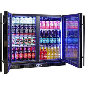 Schmick Twin Door Quiet Running Black Heated Glass Door Bar Fridge (Model: SK206-B-HD)