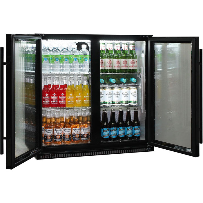 Schmick Black Bar Fridge 2 Door With Heated Glass and Triple Glazing (Model: SK190-B)