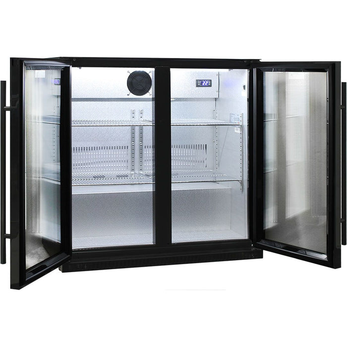 Schmick Black Bar Fridge 2 Door With Heated Glass and Triple Glazing (Model: SK190-B)