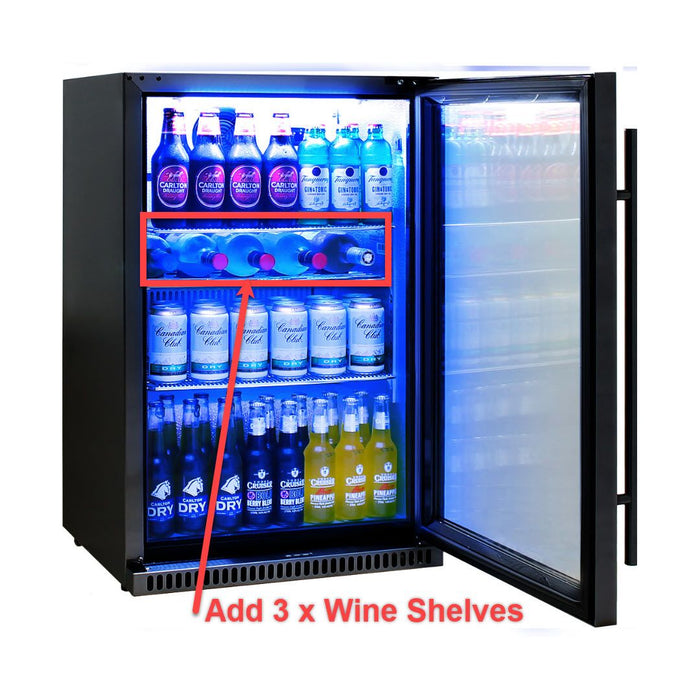 Schmick Black Bar Fridge Tropical Rated With Heated Glass and Triple Glazing 1 Door (Model: SK118R-B)