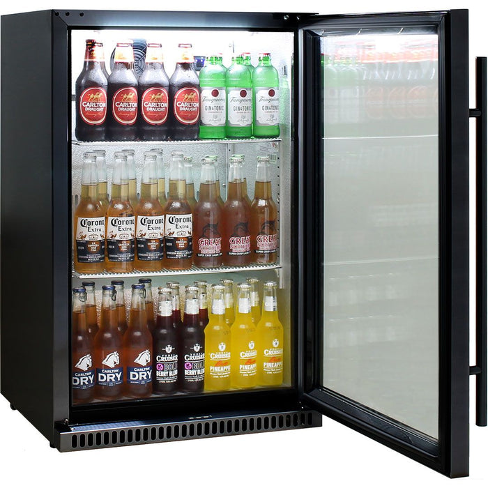 Schmick Black Bar Fridge Tropical Rated With Heated Glass and Triple Glazing 1 Door (Model: SK118R-B)