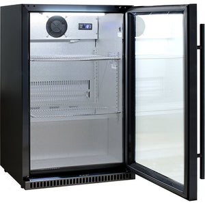 Schmick Black Bar Fridge Tropical Rated With Heated Glass and Triple Glazing 1 Door (Model: SK118R-B)