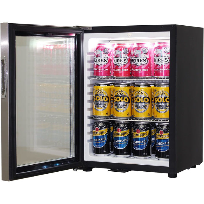 Schmick Glass Door Mini Bar Accommodation Fridge Quiet Running With Shallow Depth (Model: SK40-SS)