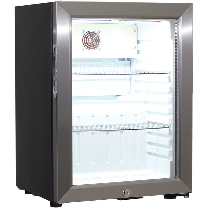 Schmick Glass Door Mini Bar Accommodation Fridge Quiet Running With Shallow Depth (Model: SK40-SS)