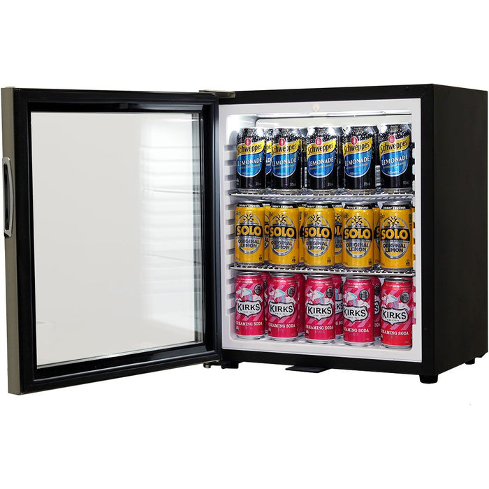 Schmick Glass Door Mini Bar Accommodation Fridge Quiet Running With Shallow Depth (Model: SK55-SS)