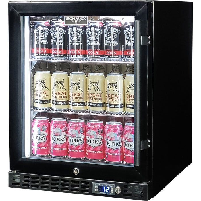 Schmick Quiet Running Front Venting Under Bench Heated Glass Door Bar Fridge (Model: SK86L-B-HD)