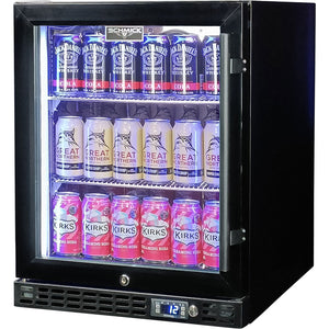 Schmick Quiet Running Front Venting Under Bench Heated Glass Door Bar Fridge (Model: SK86L-B-HD)