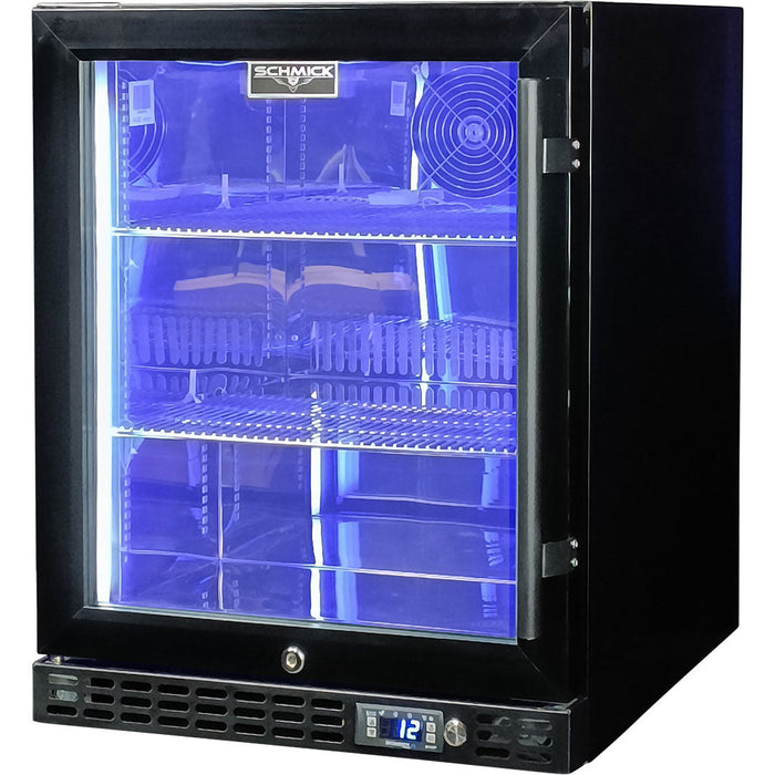 Schmick Quiet Running Front Venting Under Bench Heated Glass Door Bar Fridge (Model: SK86L-B-HD)