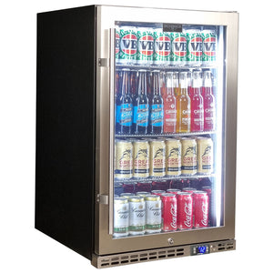 Schmick Stainless Steel Quiet Front Venting Under Bench Heated Glass Door Bar Fridge (Model: SK146R-HD)