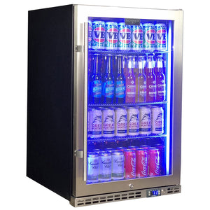 Schmick Stainless Steel Quiet Front Venting Under Bench Heated Glass Door Bar Fridge (Model: SK146R-HD)