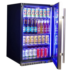 Schmick Stainless Steel Quiet Front Venting Under Bench Heated Glass Door Bar Fridge (Model: SK146R-HD)