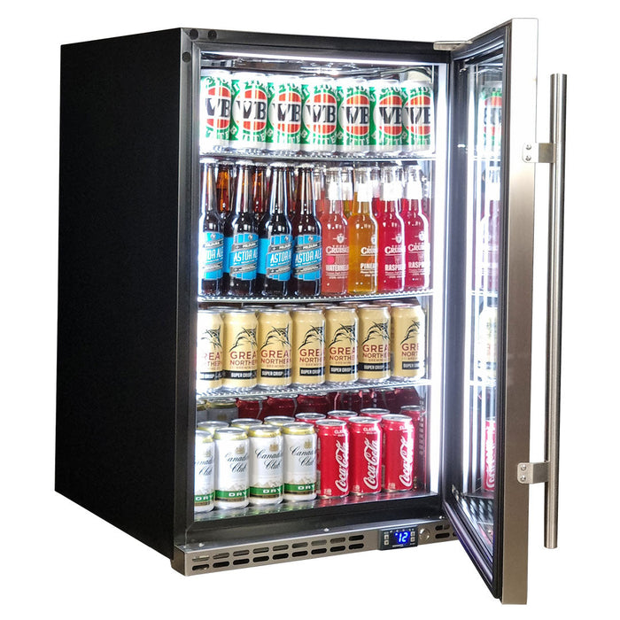Schmick Stainless Steel Quiet Front Venting Under Bench Heated Glass Door Bar Fridge (Model: SK146R-HD)