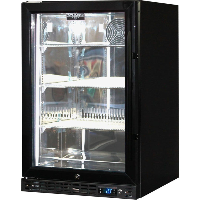 Schmick Quiet Running Front Venting Under Bench Heated Glass Door Bar Fridge (Model: SK116L-B-HD)