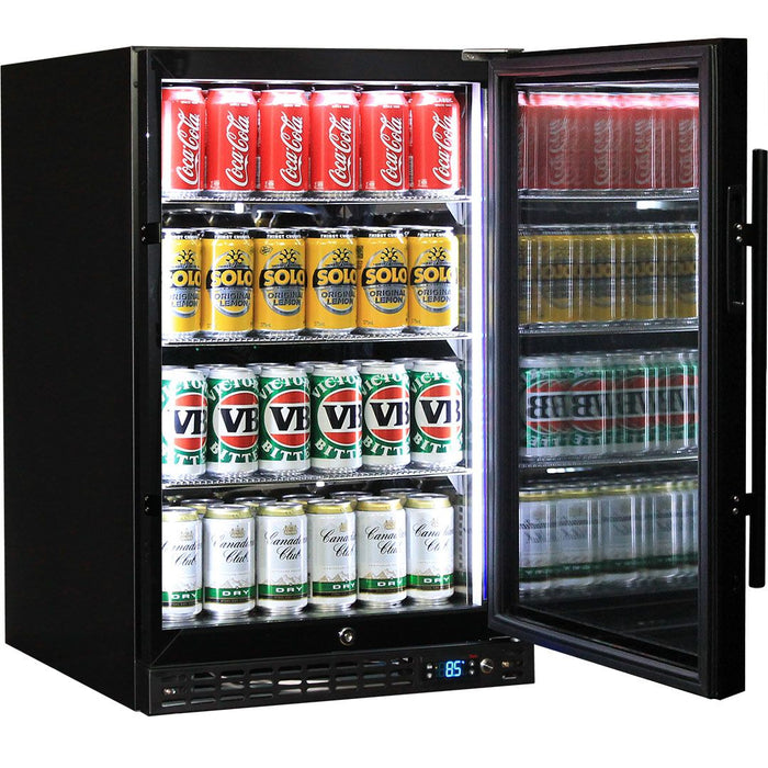 Schmick Quiet Running Front Venting Under Bench Heated Glass Door Bar Fridge - Right Hinged (Model: SK116R-B-HD)
