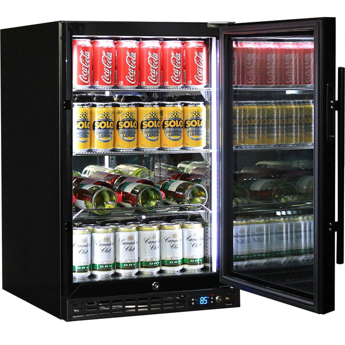 Schmick Quiet Running Front Venting Under Bench Heated Glass Door Bar Fridge - Right Hinged (Model: SK116R-B-HD)