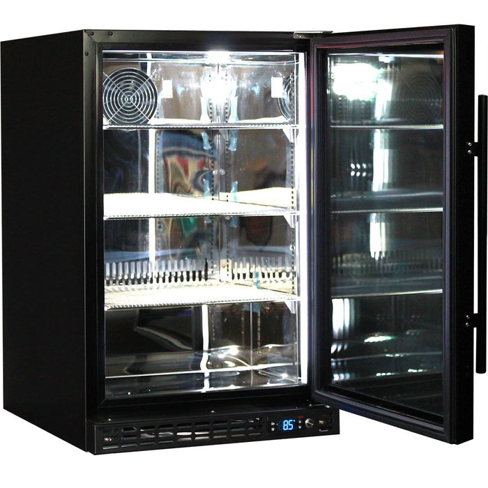 Schmick Quiet Running Front Venting Under Bench Heated Glass Door Bar Fridge - Right Hinged (Model: SK116R-B-HD)