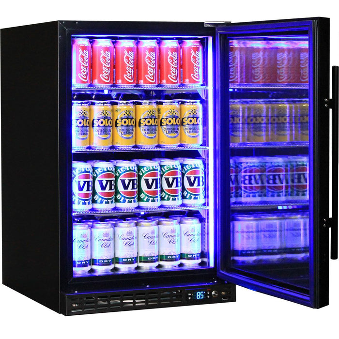 Schmick Quiet Running Front Venting Under Bench Heated Glass Door Bar Fridge - Right Hinged (Model: SK116R-B-HD)