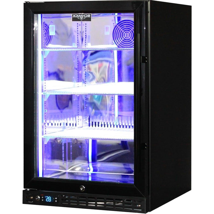 Schmick Quiet Running Front Venting Under Bench Heated Glass Door Bar Fridge (Model: SK116L-B-HD)