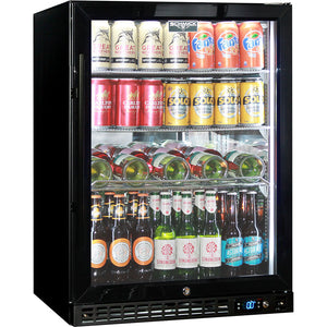 Schmick Quiet Running Front Venting Under Bench Heated Glass Door Bar Fridge (Model: SK156R-B-HD)